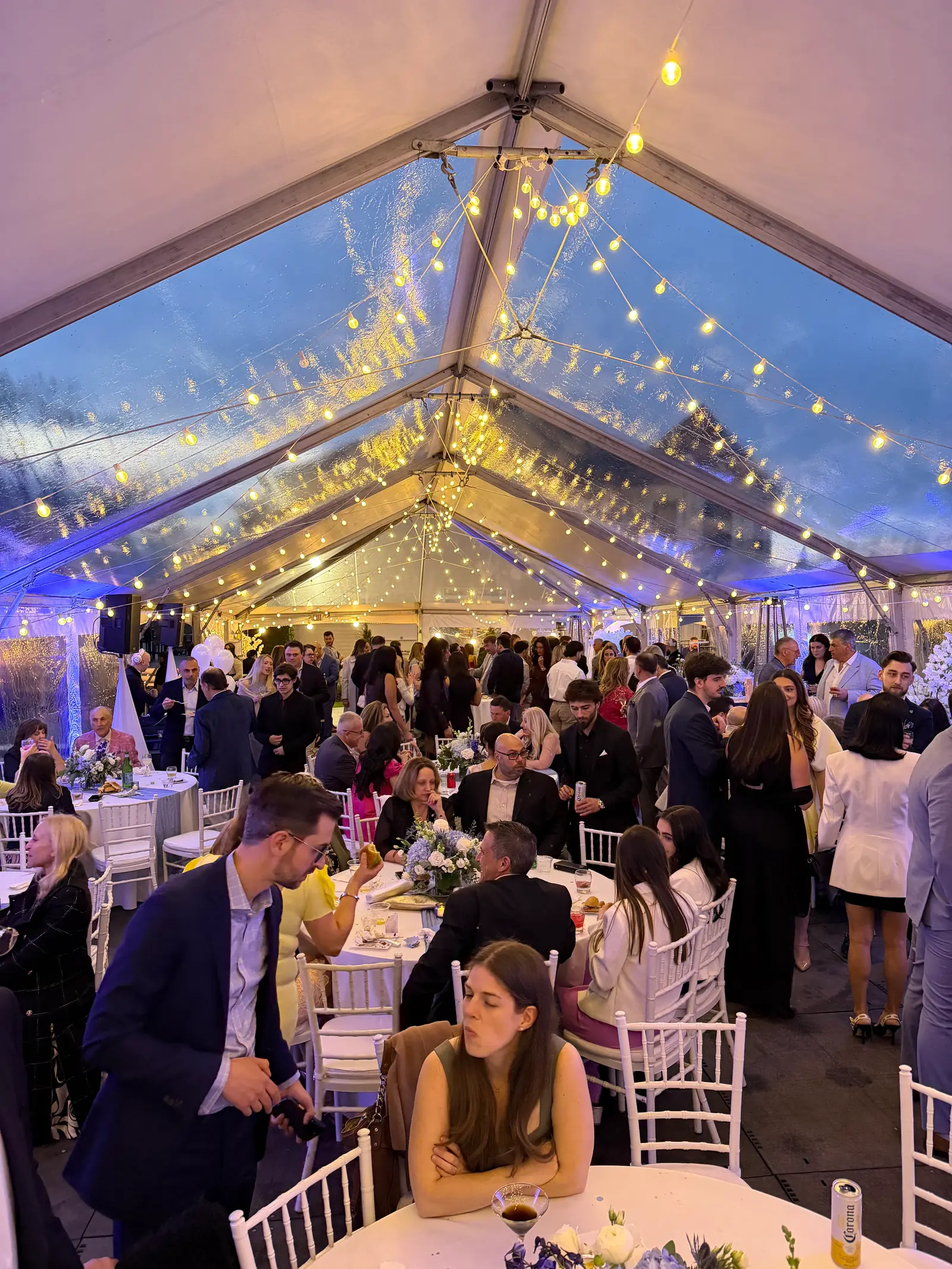 Guests gathered at the reception in the evening
